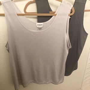 Chico’s Tanks Silver and Dark Gray Size 3
